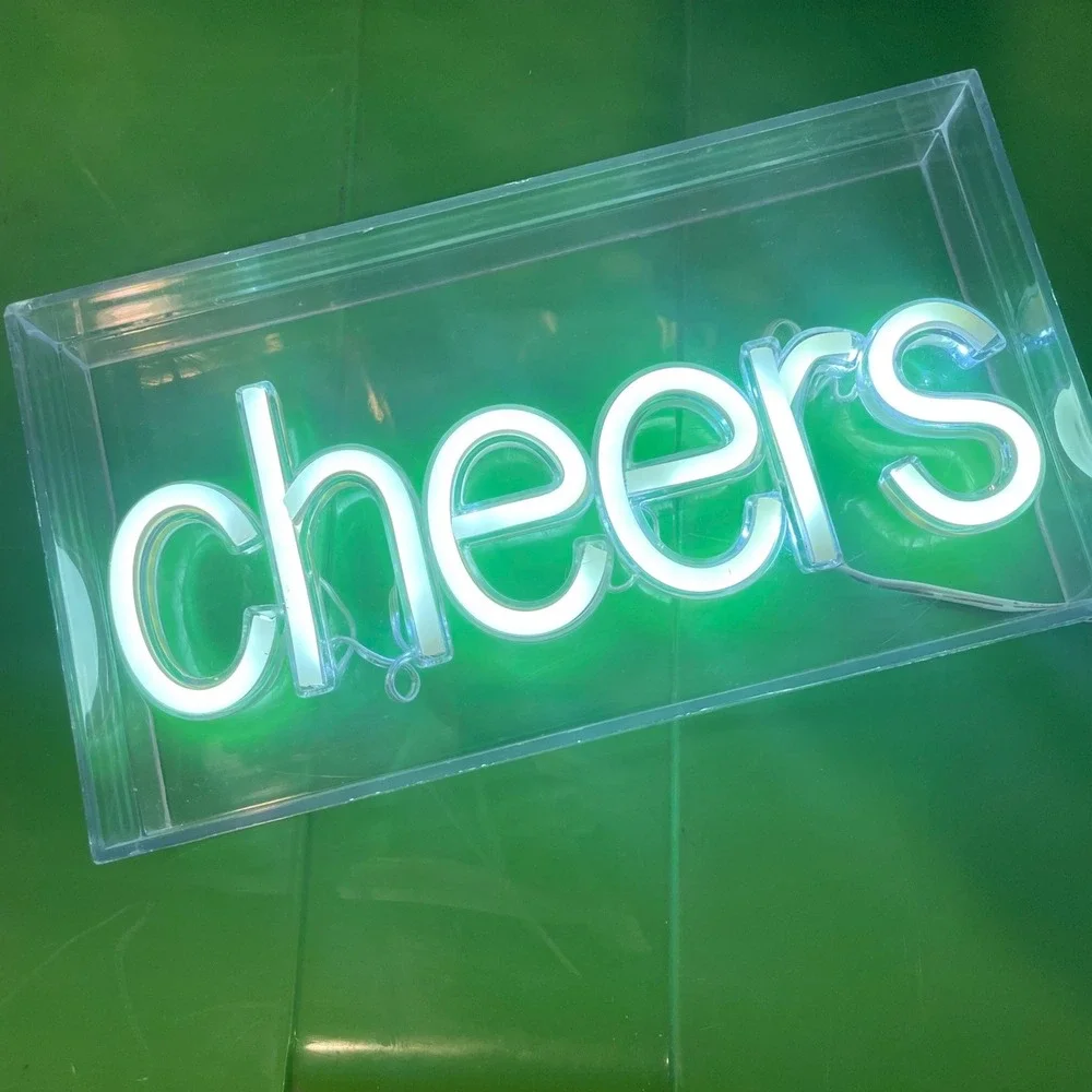 Cheers LED Sign White Light Lighted Decor Home Bar‎ Kitchen Party 9 x 5 inch